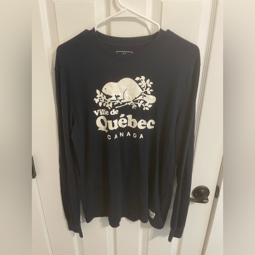 Men’s Navy Roots Long Sleeve Shirt, Size S